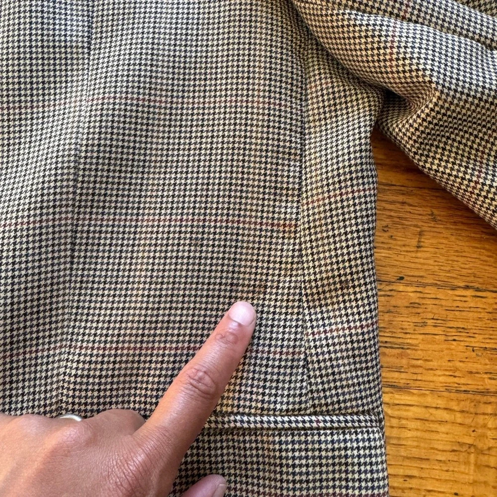 Lauren Ralph Lauren Mens Wool Houndstooth 3-Button Blazer Sport Coat Gray 42R